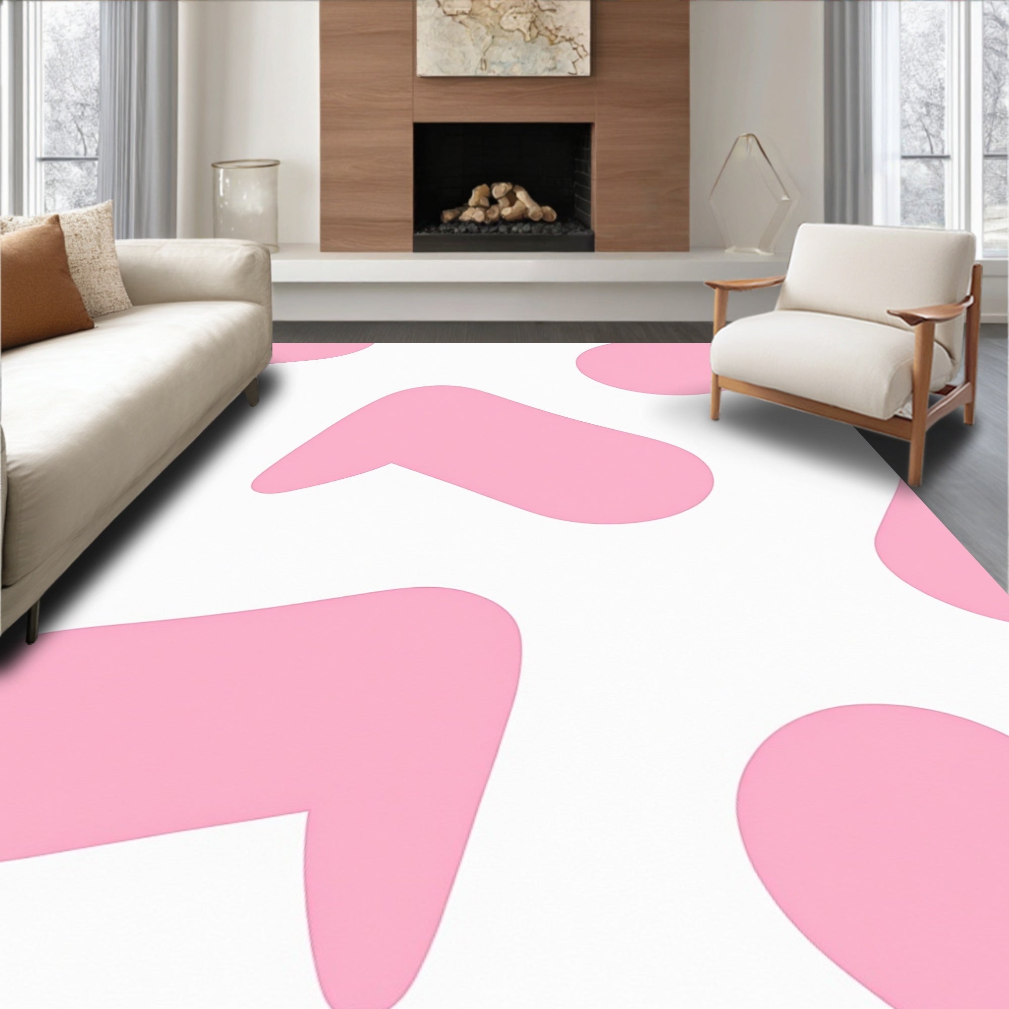 Pink Abstract Organic Shapes Rug