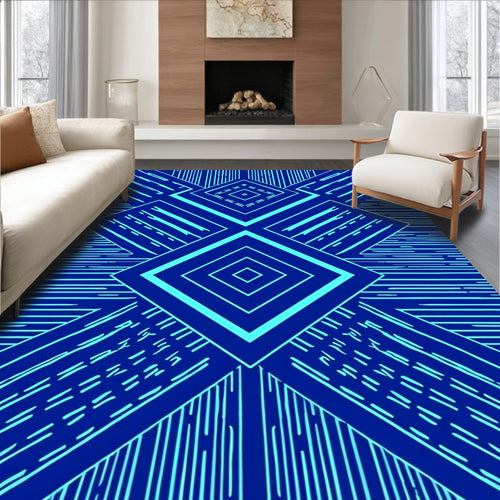 Abstract Geometric Diamond Lines Pattern Rug