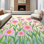 Pink Daisy Field Pattern Rug