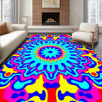 Radiant Psychedelic Floral Mandala Design Rug