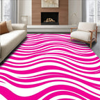 Bright Pink Wavy Stripe Pattern Rug