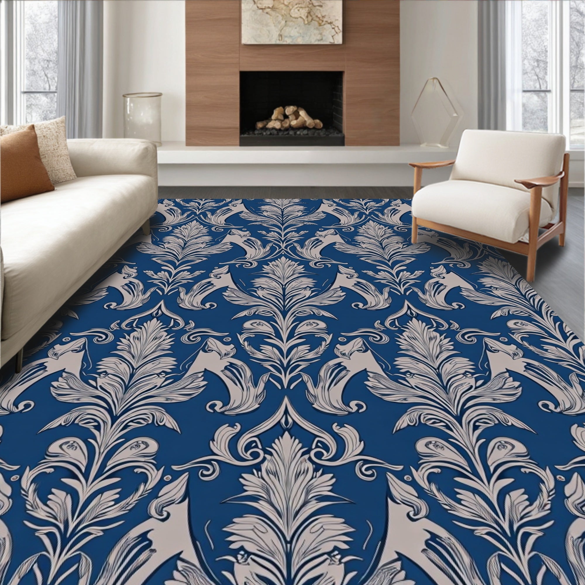 Ornate Floral Pattern 2 Toned Rug