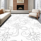 Delicate Floral Line Drawing Pattern Rug
