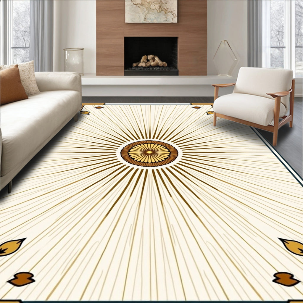 Sunburst Floral Geometric Cream Rug