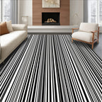 Abstract Black White Vertical Stripe Rug