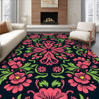 Vibrant Floral Mandala Pattern Rug