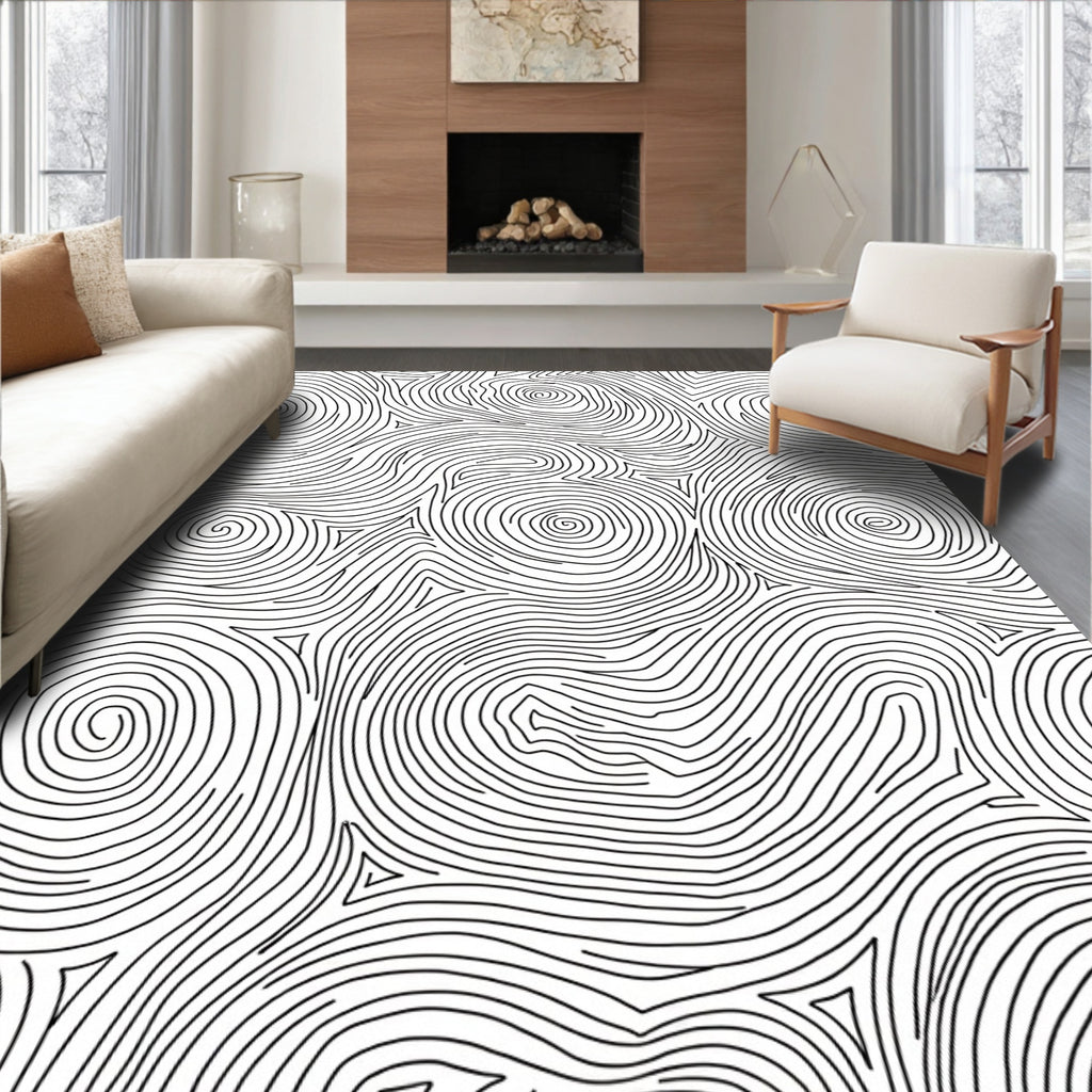 Abstract Swirl Line Art Design Rug