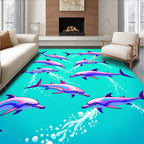 Colorful Dolphin Splash Pattern Rug