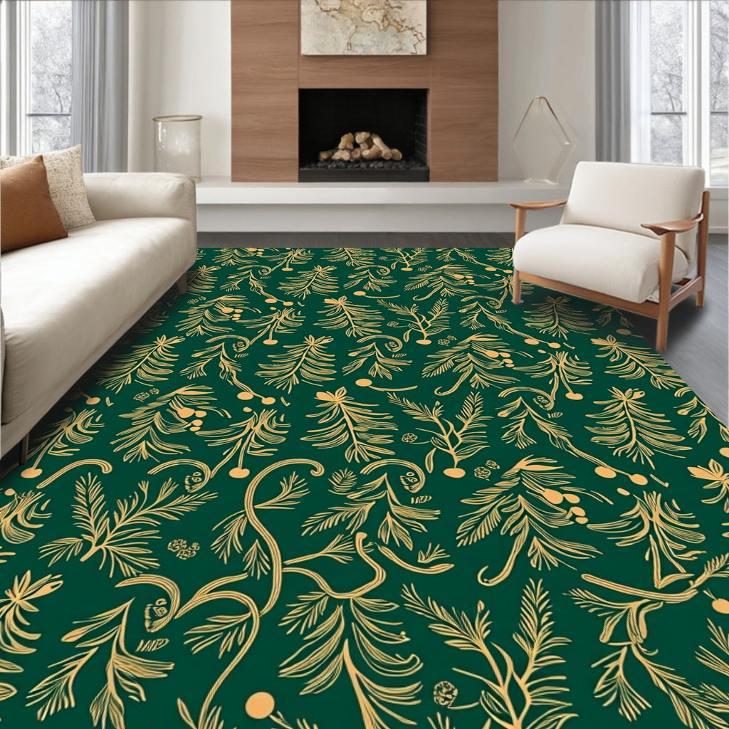 Emerald Forest Botanical Scroll Rug