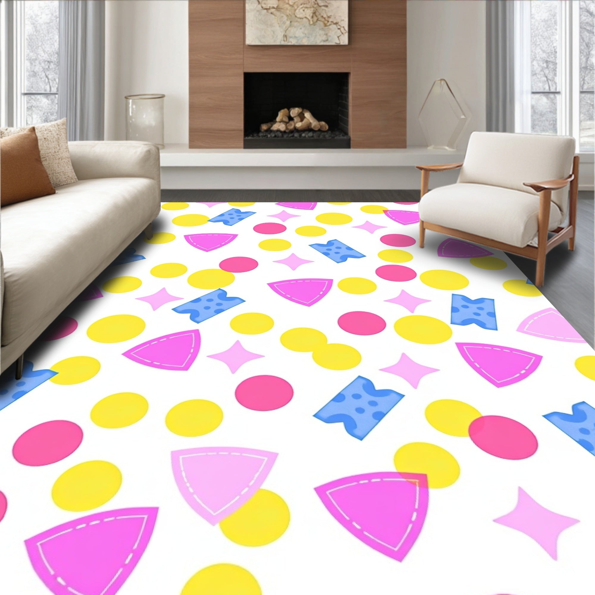 Playful Pastel Shapes Pattern Rug