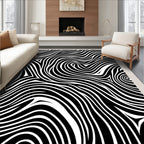 Organic Black And White Swirl Pattern Rug