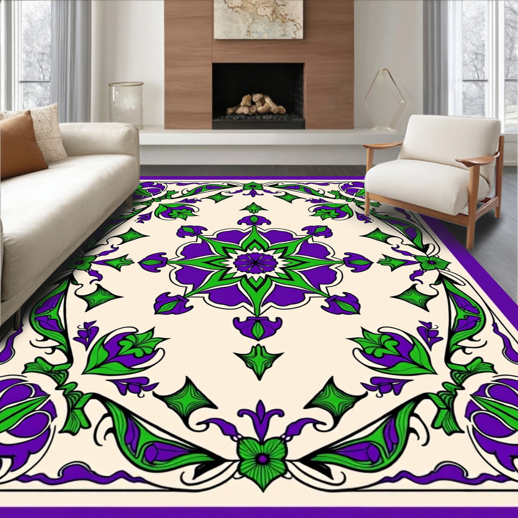 Vibrant Floral Medallion Pattern Rug