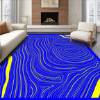 Abstract Blue Yellow Wavy Lines Rug