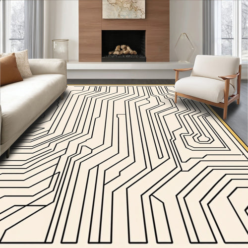 Abstract Circuit Board Linear Pattern Rug