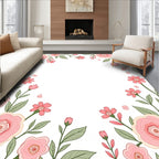 Whimsical Pink Floral Vine Garden Rug