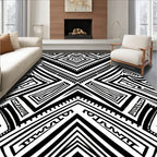Bold Black Geometric Abstract Rug