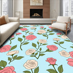 Pastel Rose Blossom Pattern Rug