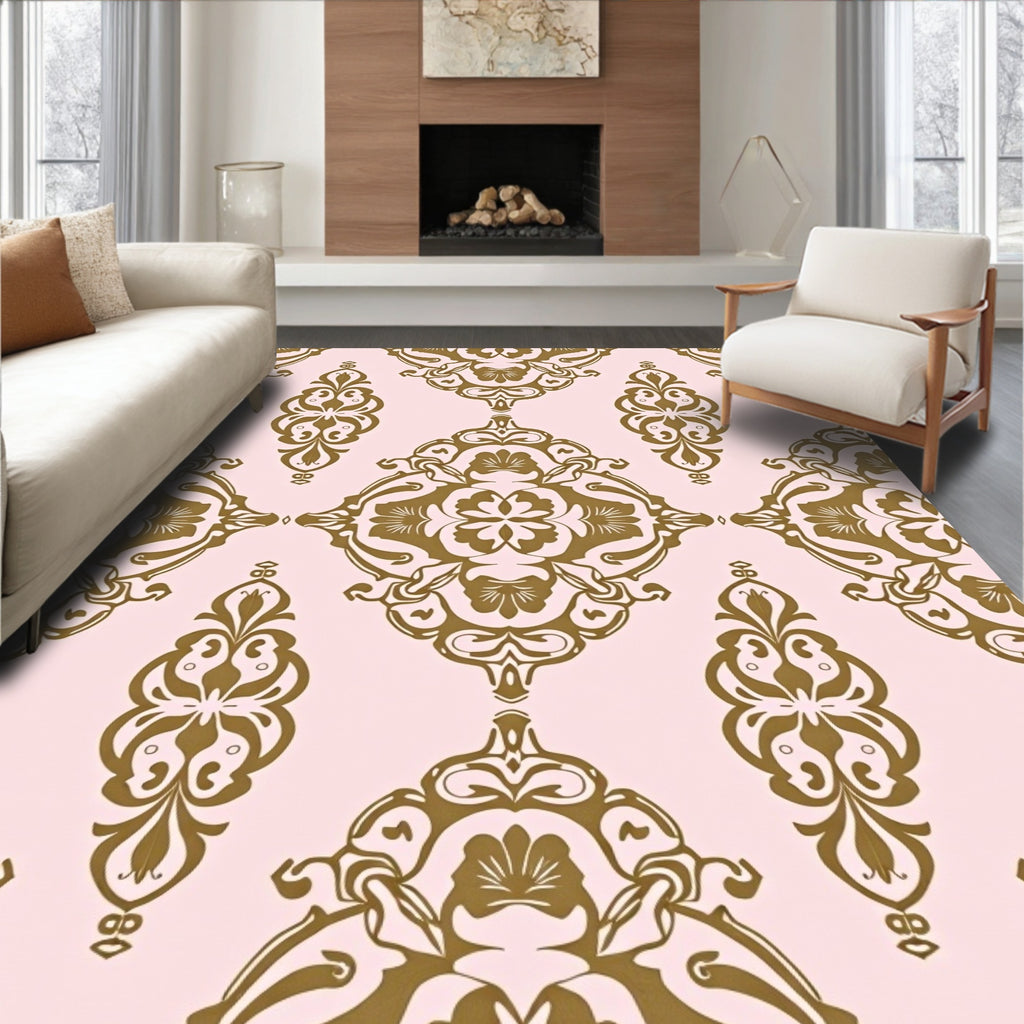 Elegant Paisley Damask Pattern Rug