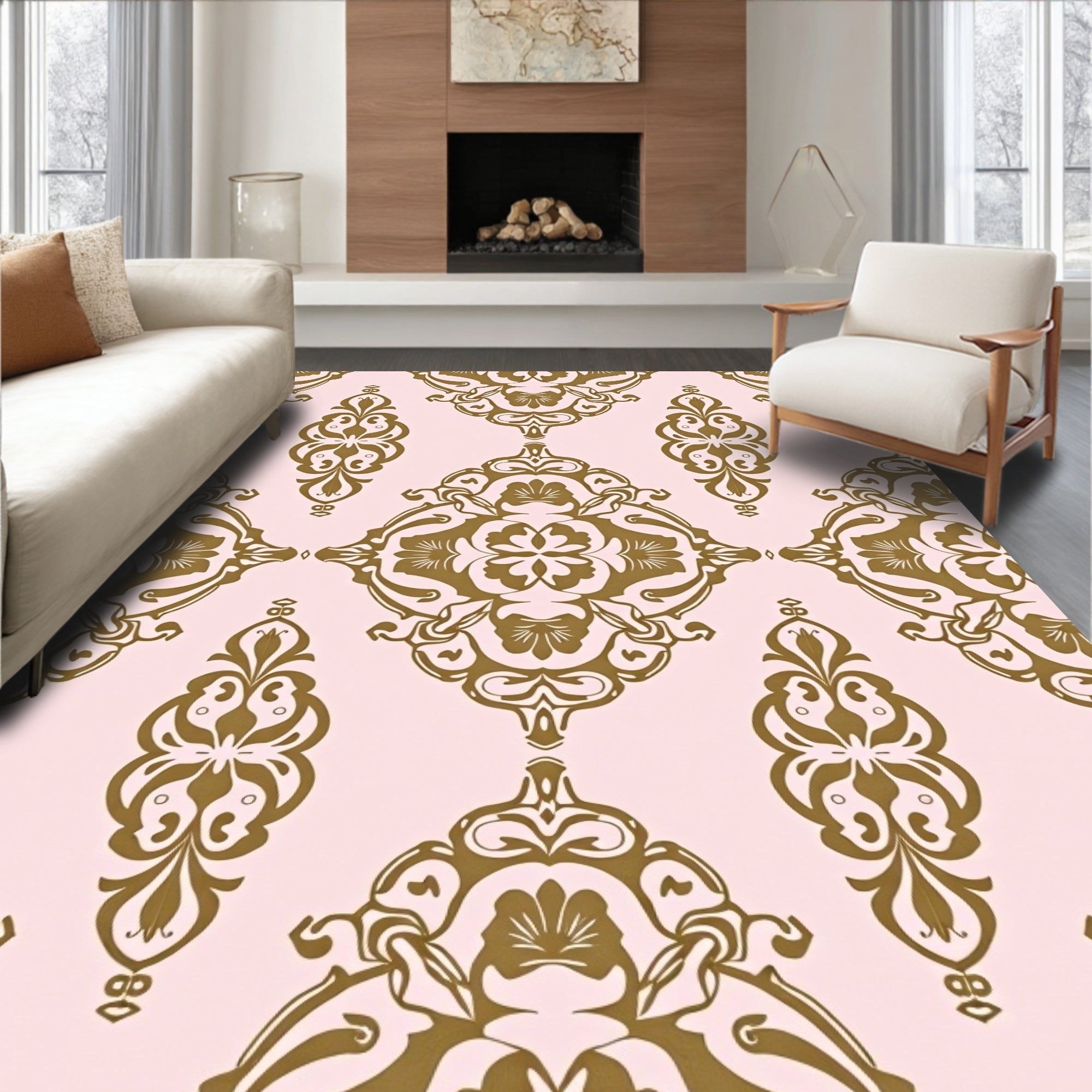 Elegant Paisley Damask Pattern Rug