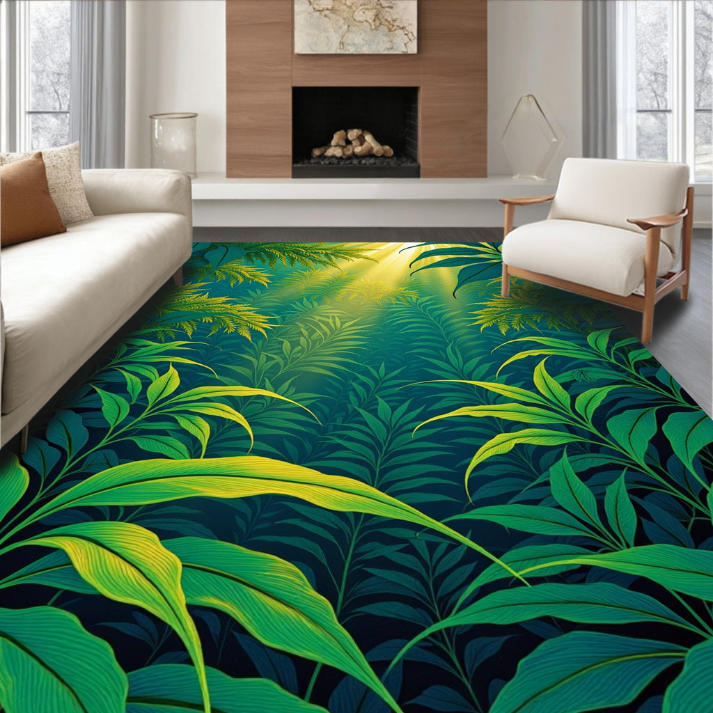 Lush Tropical Foliage Scenic Design Rug