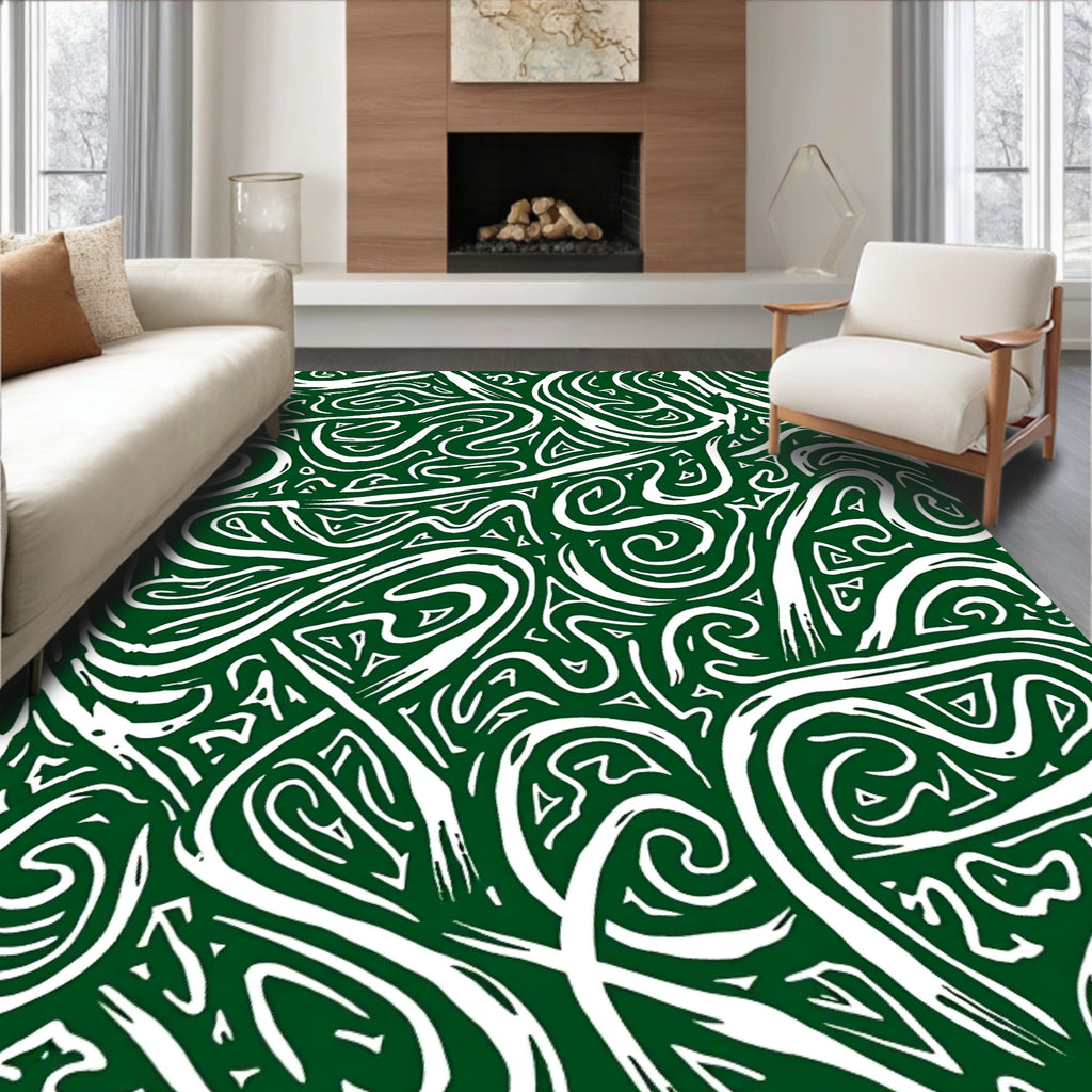Abstract Swirls Triangle Pattern Rug