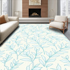 Delicate Teal Leaf And Vine Design Rug