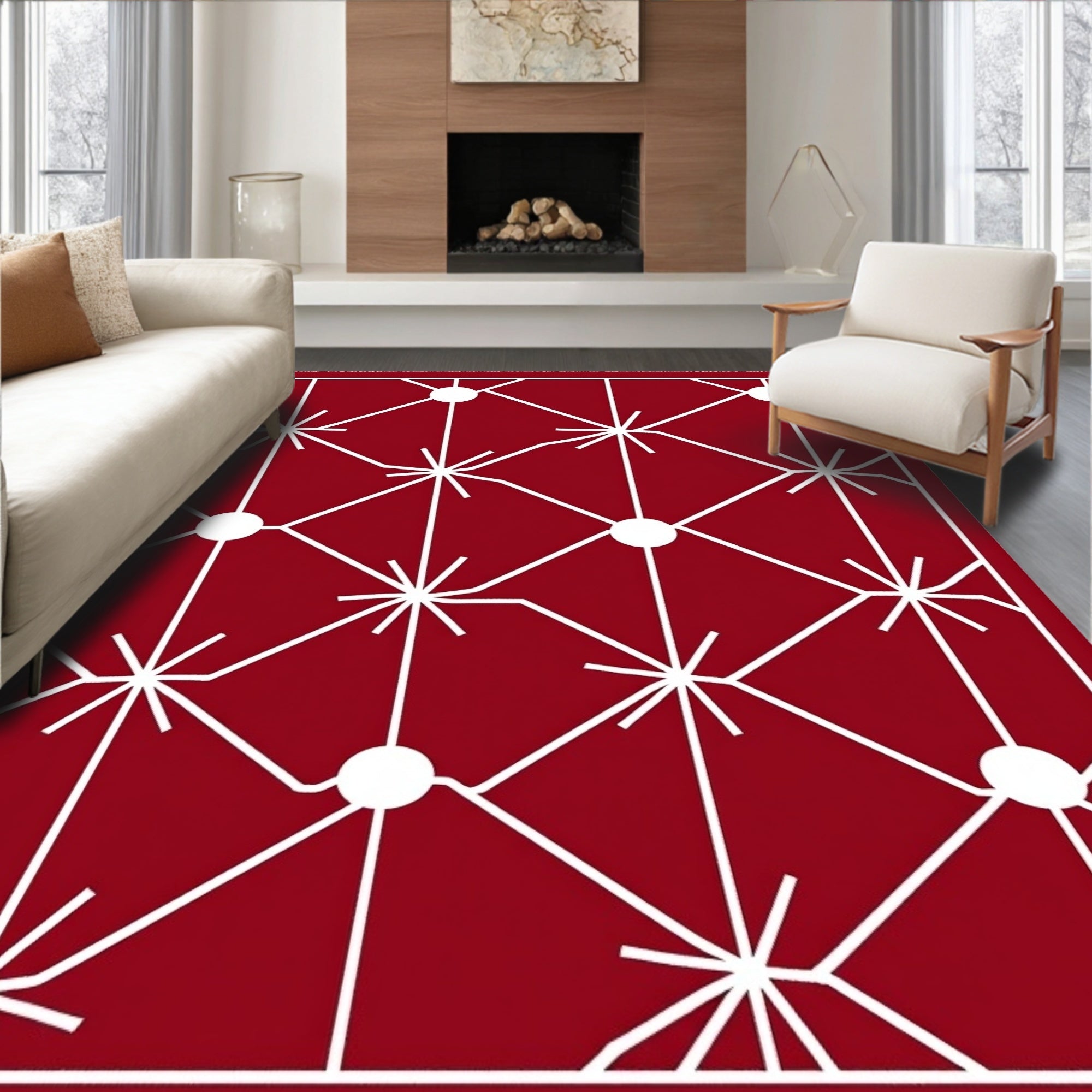 Modern Geometric Starburst Lattice Design Rug