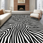 Modern Wavy Black White Pattern Rug