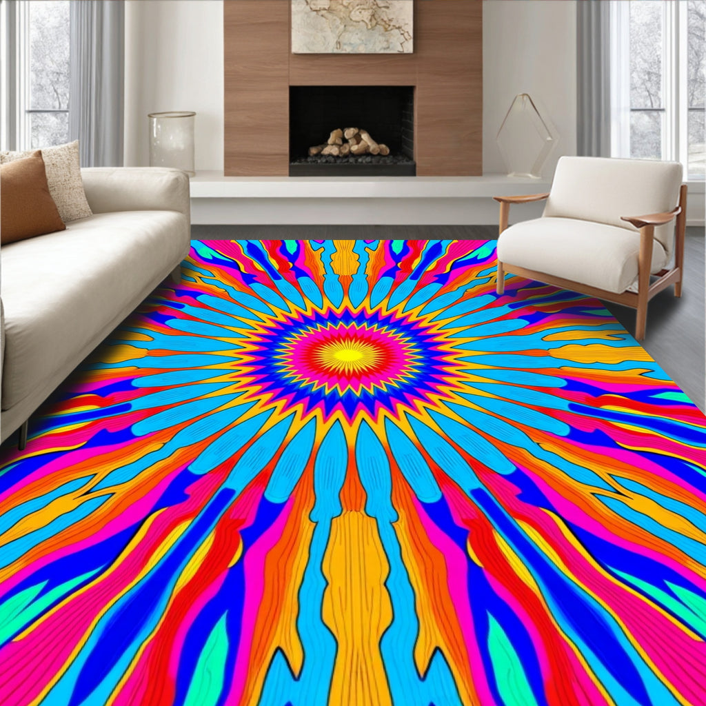 Vibrant Radial Sunburst Pattern Rug