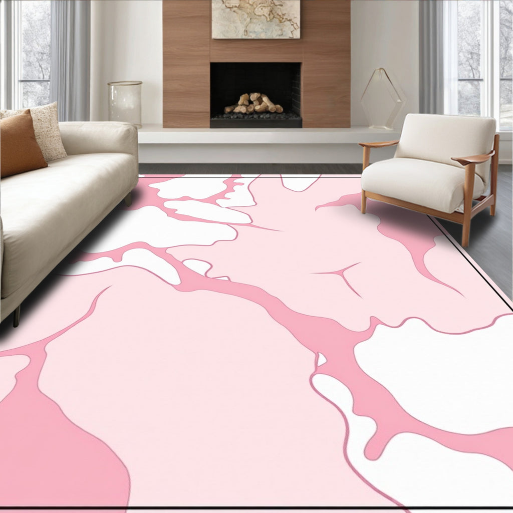 Soft Pink Abstract Swirl Pattern Rug