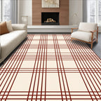 Classic Deep Red Plaid Pattern Rug