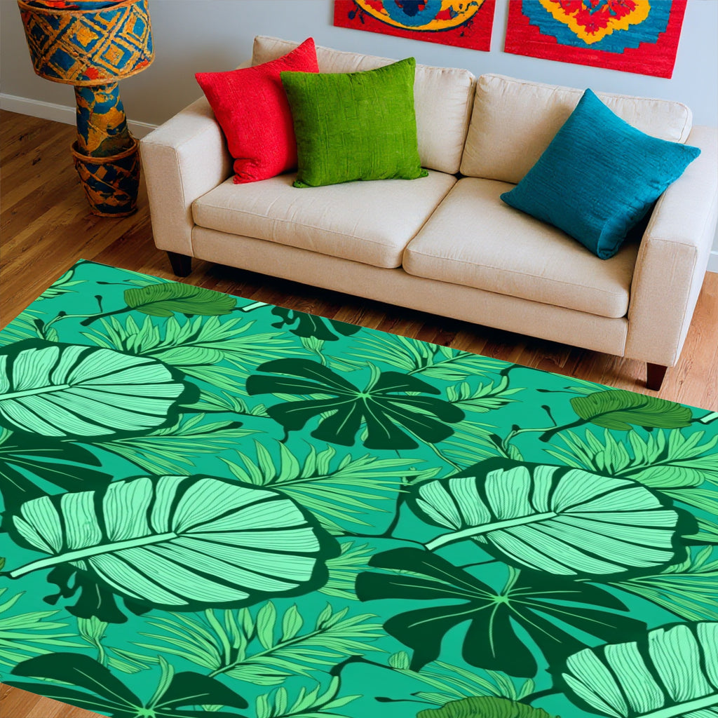 Tropical Leaf Pattern Design Rug