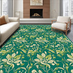Emerald Green Floral Vine Classic Pattern Rug