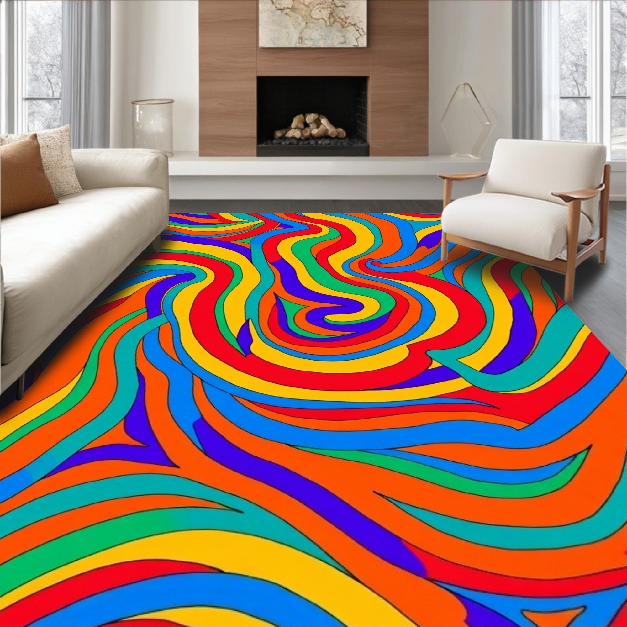 Colorful Swirls Abstract Pattern Rug