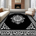 Elegant Black White Ornament Pattern Rug