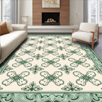 Classical Green Floral Repeating Pattern Rug