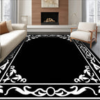 White Floral Border Design Rug