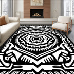 Intricate Black White Mandala Design Rug