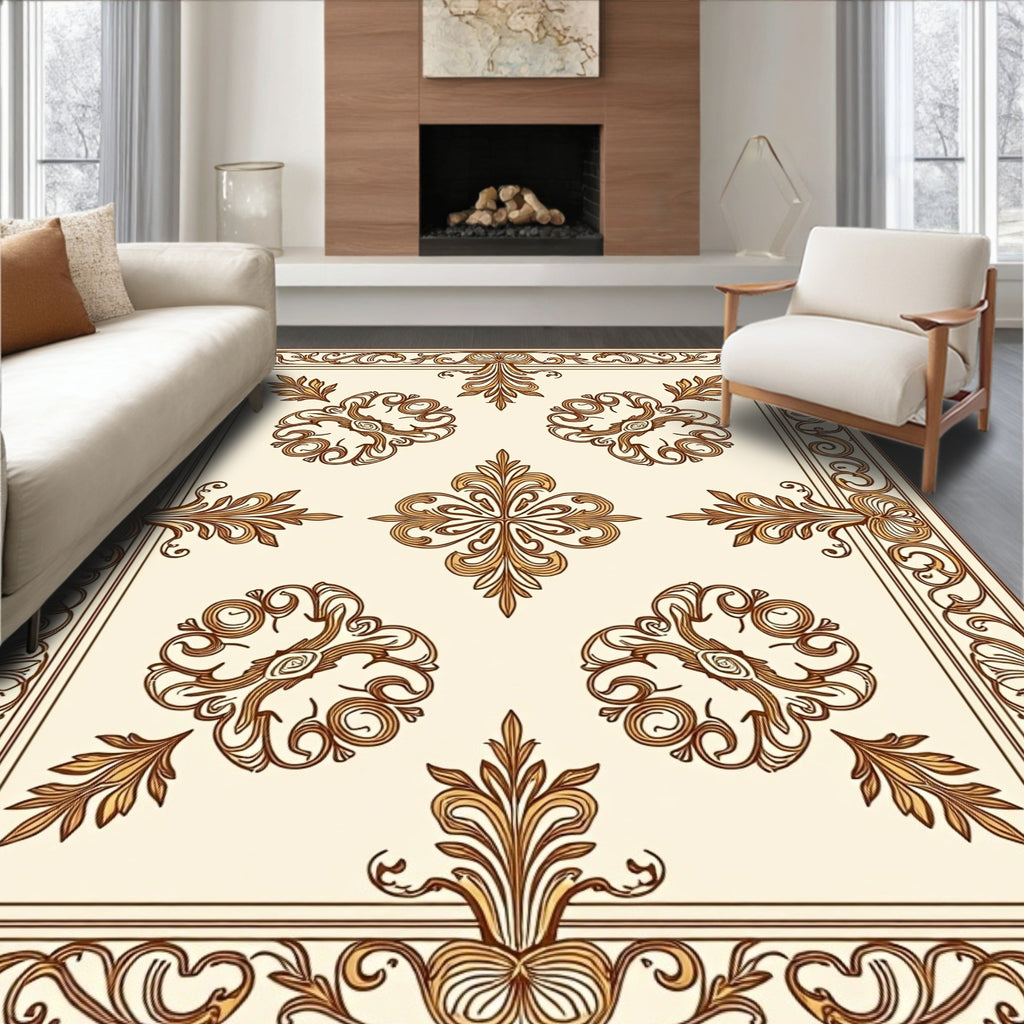 Ornate Floral Scrollwork Design Rug