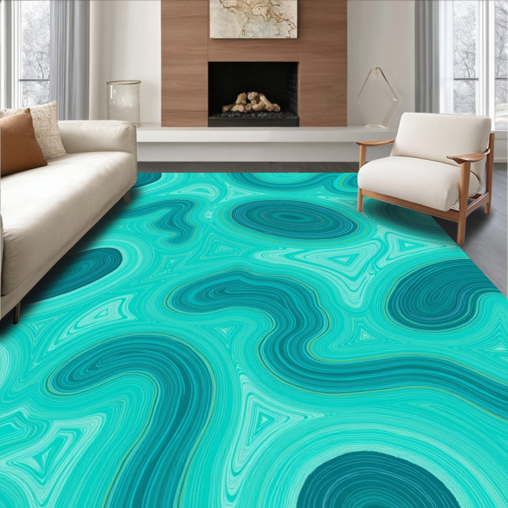 Aqua Swirl Agate Pattern Rug