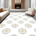 Golden Blue Dandelion Burst Repeat Rug