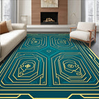Emerald Gold Circuit Board Pattern Rug