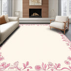Pink Floral Scroll Border Design Rug