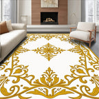 Golden Floral Scrollwork Design Rug