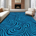 Abstract Blue Swirl Pattern Rug