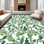 Art Nouveau Green Floral Vine Pattern Rug