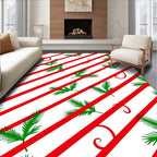 Red Green Pine Needle Stripe Rug