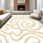 Abstract Swirl Pattern Beige Rug