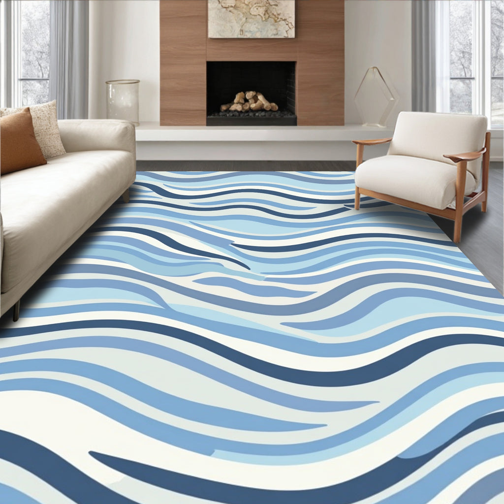 Abstract Water Wave Stripes Rug