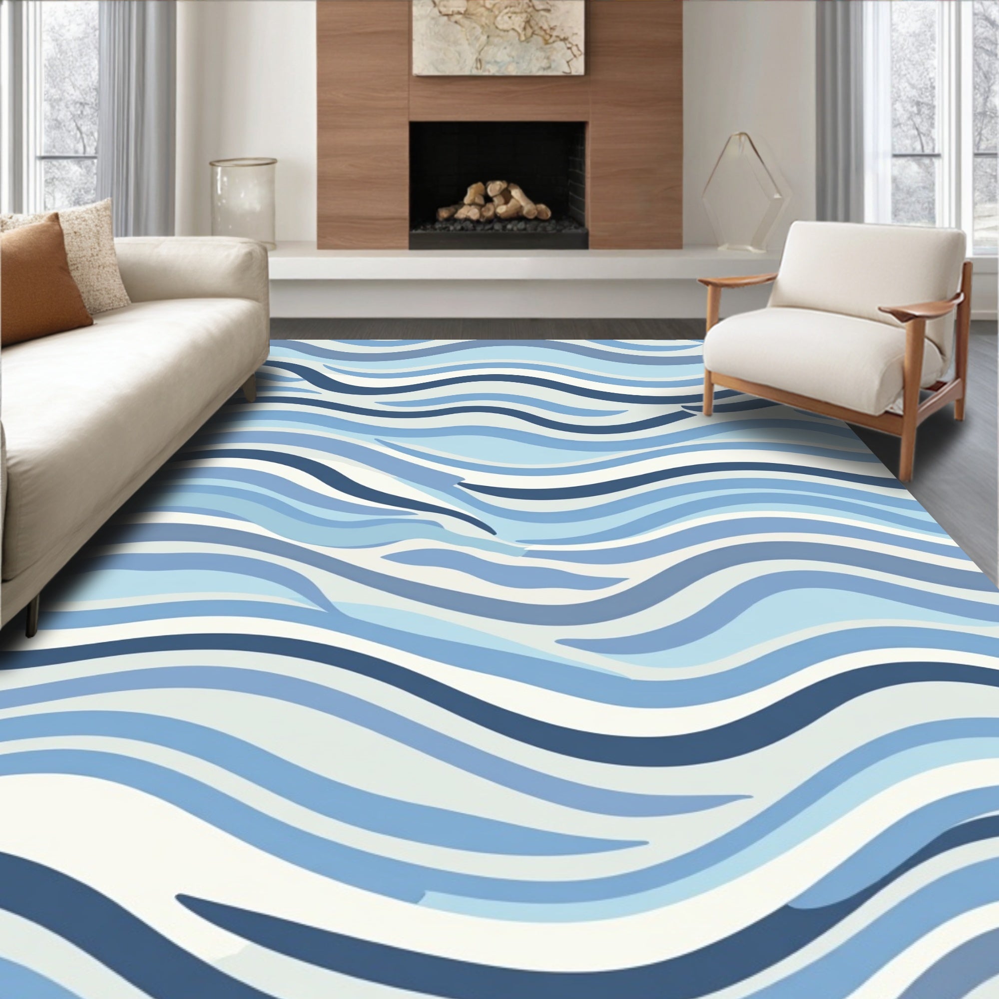 Abstract Water Wave Stripes Rug